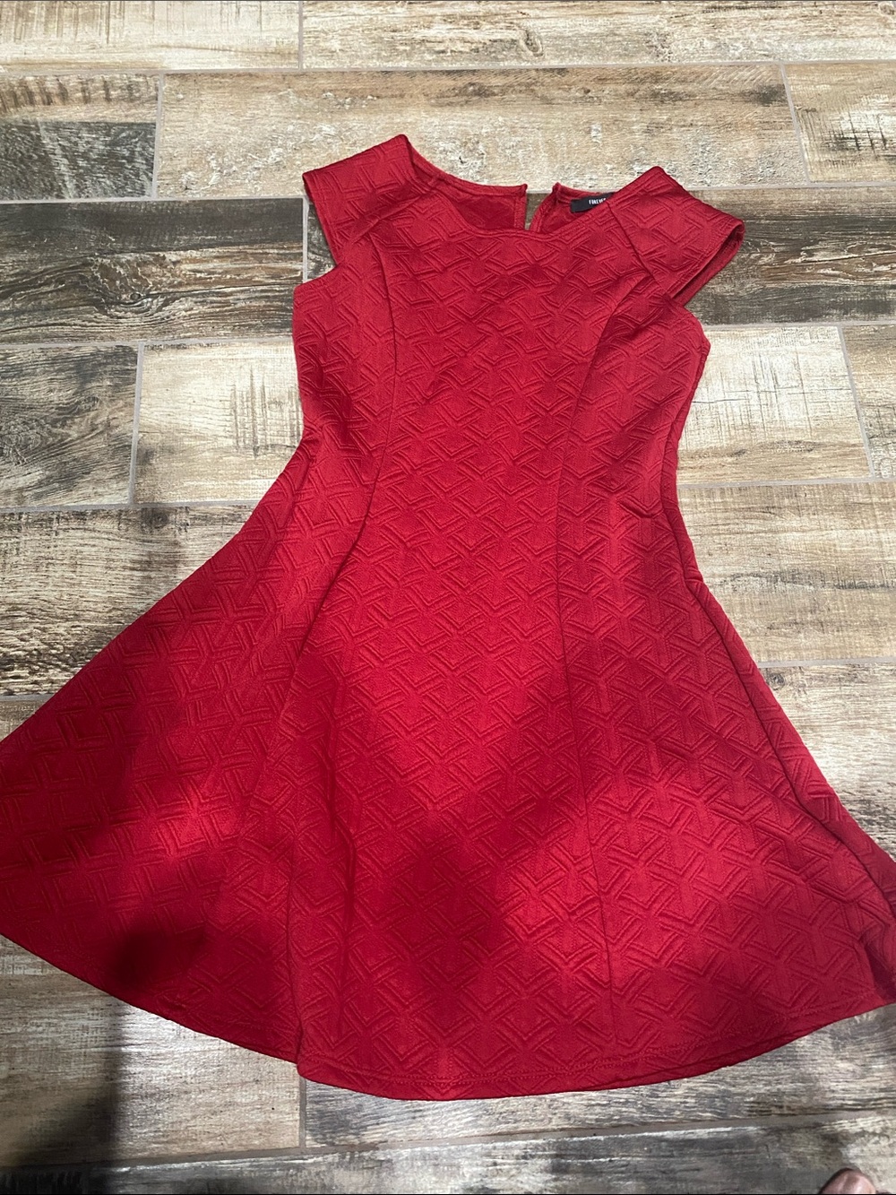 Forever 21 Red Textured Fit & Flare Mini Dress